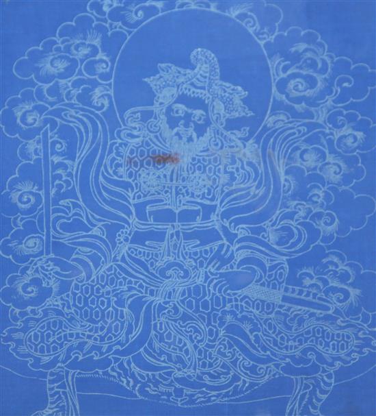 A Tibetan or Nepalese painted silk thangka, 20th century, 61 x 60.5cm